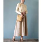 ワンピース リブニットドッキング フレアワンピース