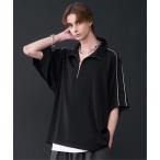 tシャツ Drape Piping Half  Zip T-Shirt - ドレープパイピングハーフジップTシャツ メンズ