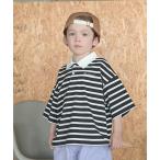 tシャツ 「型崩れしないやわらかコットン」ビッグシルエットプリントボーダーラガーシャツ キッズ 子供服 男の子