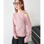 tシャツ 「バレエコアルック」リボンスリットワンオフショルダーカットソー レディース