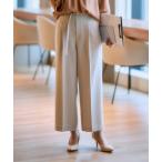 スラックス パンツ 麻調合繊共布ベルト付ワイドパンツ（しわになりにくい・接触冷感・ＵＶカット・洗える） レディース