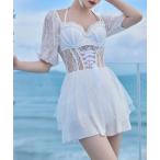 水着 レディース水着 レースコルセットワンピ風バレエコアオールインワンスイムウェア レディース