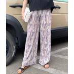 パンツ セルフカット柄プリーツパンツ レディース