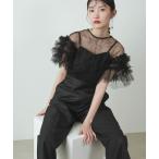 パンツドレス チュール ティアードフリル ハイウエスト ワンピース パーティー ドレス 結婚式 お呼ばれ オケージョン