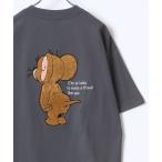 ショッピングキャラクター tシャツ Tシャツ レディース 2024SS Tom＆Jerry/トムとジェリー キャラクター フロント バックサガラ刺繍 オーバーサイズ半袖Tシャツ