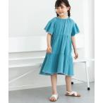 ワンピース 配色メロー ダブルガーゼ フリルワンピース キッズ