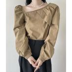 ブラウス シャツ パフスリーブ フロントタックブラウス レディース