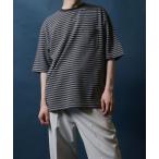 ショッピングHIGH メンズ tシャツ Tシャツ High Function Oversize Stripe T-shirt/オーバーサイズ ボーダー Tシャツ 半袖Tシャ