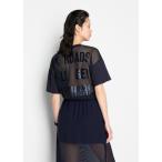 tシャツ 「A|X アルマーニ エクスチェンジ」バックメッシュロゴ 半袖クルーネックTシャツ/BOY BOXY レディース