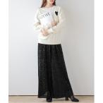 パンツ スパンコールグリッタープリーツワイドパンツ レディース