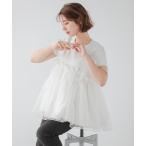 tシャツ ドットオーガンジーアシメペプラムカットソー レディース