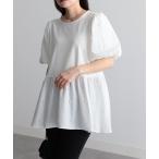 tシャツ 「接触冷感」パール調ビーズ使いペプラムブラウス レディース