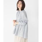 ブラウス シャツ Aラインバンドカラーシャツ レディース
