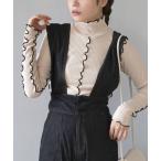 tシャツ バイカラーメロウ リブタートルカットソー レディース