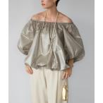 ブラウス シャツ 2WAY裾バルーンオフショルダーシアーブラウス レディース