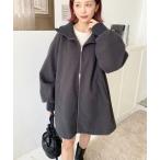 ショッピングアウター コート アウター フェイクウールモッサリブスタンドカラーハーフコート レディース
