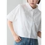 ブラウス シャツ 「forksy.」リボン付きクロップ半袖シャツ レディース