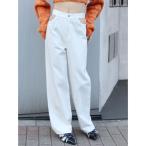 ジーンズ デニム デニムパンツ オープンウエストワイドデニムパンツ レディース