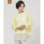 tシャツ 「L」「ウォッシャブル」プリーツコンビプルオーバーカットソー レディース