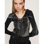 ニット セーター FRONT HOOK BIG COLLAR TOPS フロント フック ビッグ カラー トップス レディース