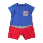 ベビー服 ロンパース ポケット付き切替半袖ロンパース
