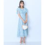 ショッピングワンピース 夏 ワンピース 「大きいサイズ」 チェック×花柄レースデザインワンピース marun