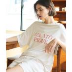 ルームウェア パジャマ レディース 「接触冷感」カラフルレーヨンロゴTシャツ＆ショートパンツセット