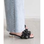 サンダル シフォンフラワークリアヒールサンダル レディース