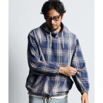 シャツ ブラウス メンズ 「INDIGO LABEL」 PULLOVER HOODIE SHIRTS：インディゴチェック シャツパーカー シャツアウタ