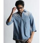 シャツ 3Q USED DENIM SKIPPER SHIRT:USED加工 7分袖 デニムスキッパーシャツ メンズ