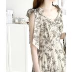 ワンピース 「mily bilet」歩く度に揺れるショルダーリボンでパッと華やぐ。花柄肩リボンワンピース