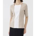 tシャツ スクエアカットアウトリブカットソー｜細見え/ウォッシャブル/半袖 レディース