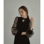 ショッピングミモレ丈 ドレス スリーブエンブロイダリードレス / sleeve embroidery dress