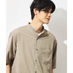 シャツ ブラウス メンズ 「セットアップ可」テクリーノバンドカラー半袖シャツ