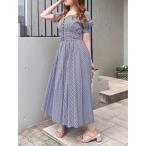 ワンピース パフスリーブ半袖マキシワンピース