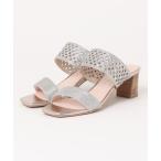 サンダル レーザーカットシャイニーミュールサンダル レディース