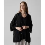 カーディガン 「CLEL」Openwork Loose Mesh Crew Neck Cardigan/透かし編みルース メッシュクルーネックカーディ