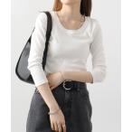 tシャツ atONE Uネック8分袖コットンフライスTシャツ レディース