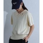 ポロシャツ ポロ 衿刺繍ニットポロ レディース