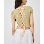 tシャツ バックレースアップパフTシャツ レディース