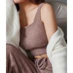 タンクトップ ノースリーブ もこもこ ボア カップ付き クロップド タンクトップ レディース