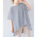 tシャツ オープンエンド ボーダーテントラインTEE レディース