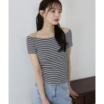 tシャツ Tシャツ レディース 半袖オフショルボーダーTシャツ