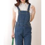 サロペット オーバーオール 裾スリット ハイウエスト デニム ベーシック サロペット レディース