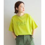 tシャツ ロゴ刺繍コンビ ワイドP/O レディース
