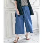 パンツ 麻混ベルト付きワイドパンツ レディース