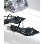 サンダル 華奢ポインテッドトゥゴムストラップサンダル レディース