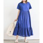 ワンピース カット×布帛切替ティアードワンピース