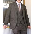ショッピング柄 セットアップ 「Cloudstyle」グレンチェック スリーピース チェック柄 セットアップ スーツ メンズ