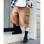 ジーンズ ケミカルウォッシュ/オーバーダイ デニムカーゴワイドハーフパンツ/ショートパンツ メンズ レディース